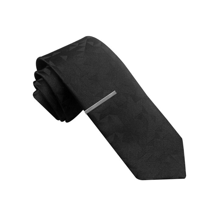 Jf J. Ferrar Tonal Graphic Skinny Tie With Tie Bar