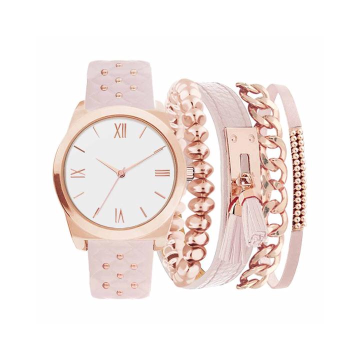 Womens Pink 5-pc. Watch Boxed Set-jc2030rg569-968
