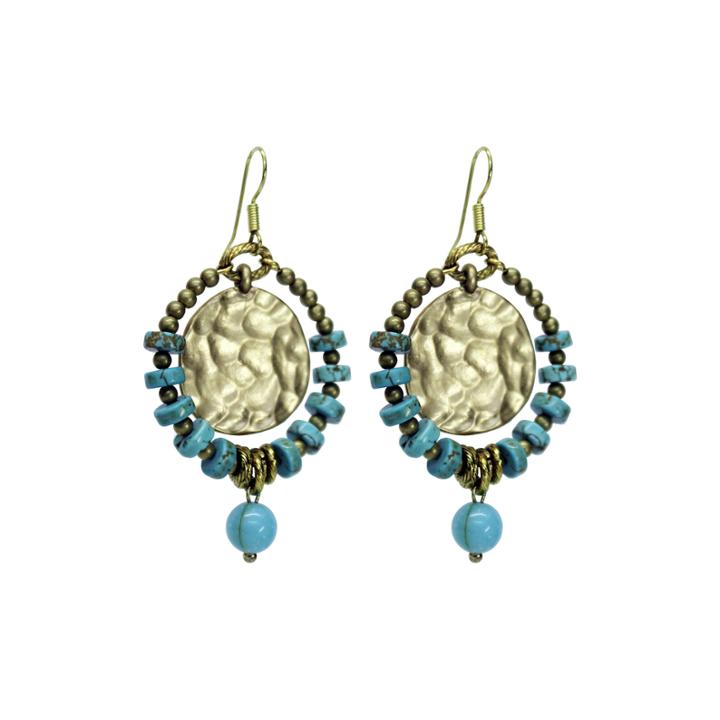 Aris By Treska Blue And Gold-tone Coin Hoop Earrings
