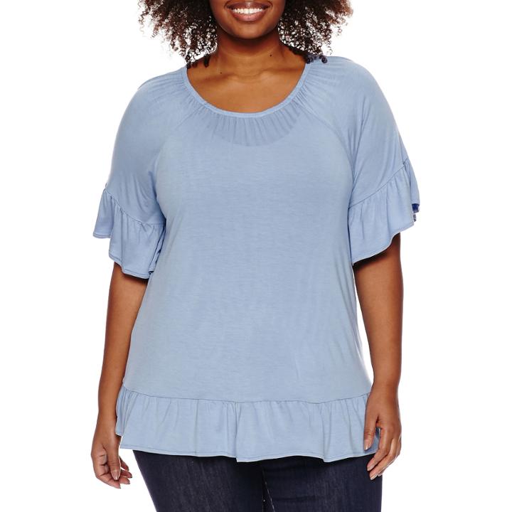 A.n.a Short Sleeve Viscose Blouse-plus