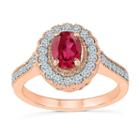 Womens Lab Created Ruby Red 10k Rose Gold Cocktail Ring