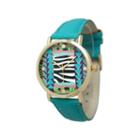 Olivia Pratt Womens Multi-color Pattern With Gold-tone Studs Dial Teal Leather Watch 13628teal