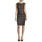 London Style Collection Cap-sleeve Lace-inset Sheath Dress
