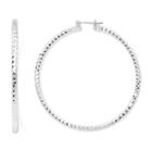 Sensitive Ears Silver-tone Diamond-cut Hoop Earrings