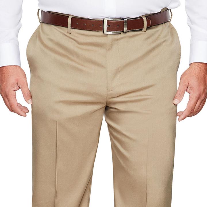 Savane Crosshatch Stretch Straight Fit Flat Front Pants-big And Tall