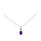 Genuine Purple Amethyst Diamond-accent 14k White Gold Pendant Necklace