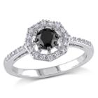 Womens 3/4 Ct. T.w. Color Enhanced Round Black Diamond 10k Gold Engagement Ring