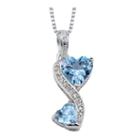 Love Grows Blue Topaz & Diamond Accent Double Heart Pendant Necklace