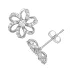 1/4 Ct. T.w. Genuine White Diamond 10k Gold 8.4mm Flower Stud Earrings