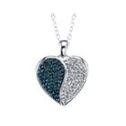 Crystal Sophistication&trade; Blue & Clear Crystal-accent Yin-yang Heart Pendant Necklace