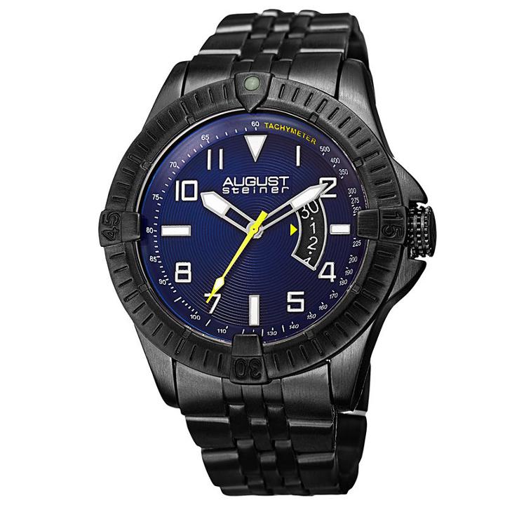 August Steiner Mens Black Strap Watch-as-8185bk