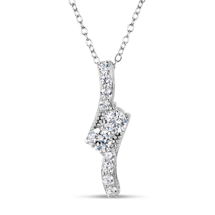 Sterling Silver & 18k Rose Gold Over Silver 1 1/3 Ct. T.w. Necklace Featuring Swarovski Zirconia