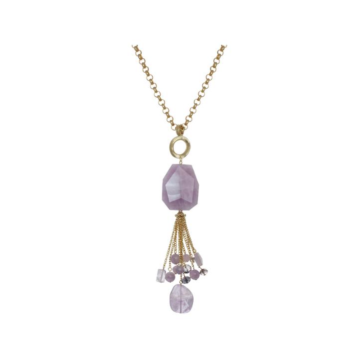 Rox By Alexa Purple Cape May & Glass Tassel Necklace