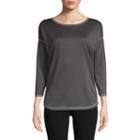 St. John's Bay Active 3/4 Sleeve Crew Neck Floral T-shirt-womens