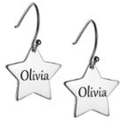Personalized Sterling Silver Star Drop Earrings