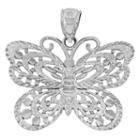 Sterling Silver Diamond-cut Butterfly Charm Pendant