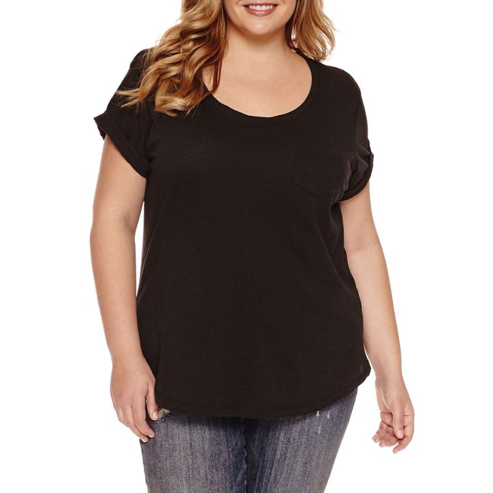 A.n.a Short Sleeve Round Neck T-shirt-womens Plus