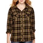 Arizona Long-sleeve Sequin Plaid Shirt - Juniors Plus