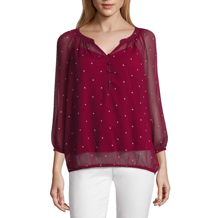 Liz Claiborne 3/4 Sleeve Woven Blouse - Tall