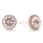 Silver Treasures Round Champagne Cubic Zirconia Stud Earrings