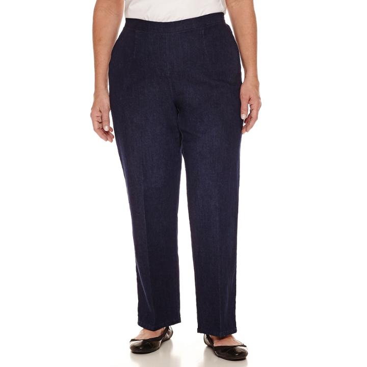 Alfred Dunner Woven Flat Front Solid Pant Medium