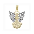 Religious Jewelry 14k Two-tone Gold Filigree Angel Charm Pendant
