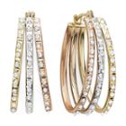 Diamond Fascination&trade; 14k Tri-color Diamond Accent Triple Oval Hoop Earrings