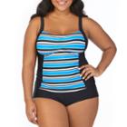 St. John's Bay Pacific Stripe Peasant Tankini Swimsuit Top-plus