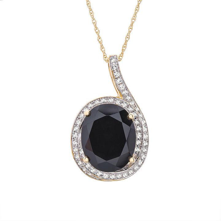 Womens 1/4 Ct. T.w. Genuine Black Onyx Oval Pendant