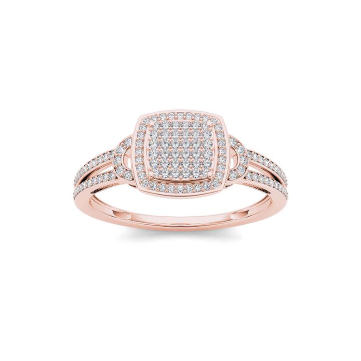1/3 Ct. T.w. Diamond Cluster 10k Rose Gold Engagement Ring