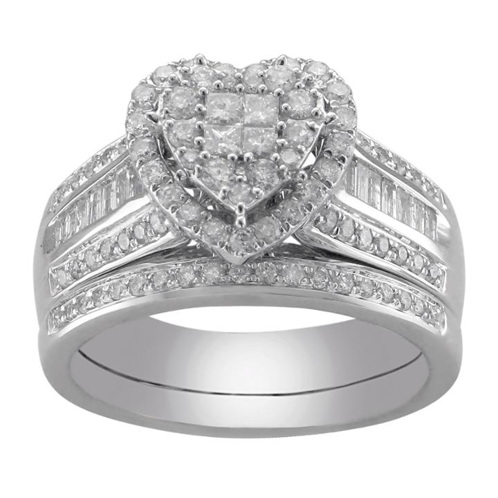 Cherished Hearts&trade; 1 Ct. T.w. Certified Diamond Heart Bridal Ring Set
