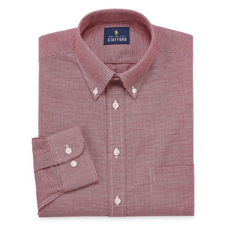 Stafford Stafford Wrinkle-free Oxford Big And Tall Long Sleeve Woven Dress Shirt