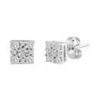 Diamond Blossom 1/4 Ct. T.w. Diamond Sterling Silver Cluster Earrings