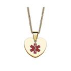 Personalized 18k Gold Over Stainless Steel Heart Engraved Medical Id Pendant Necklace