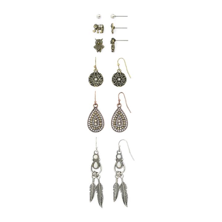 Arizona 6-pr. Tri-tone Earring Set