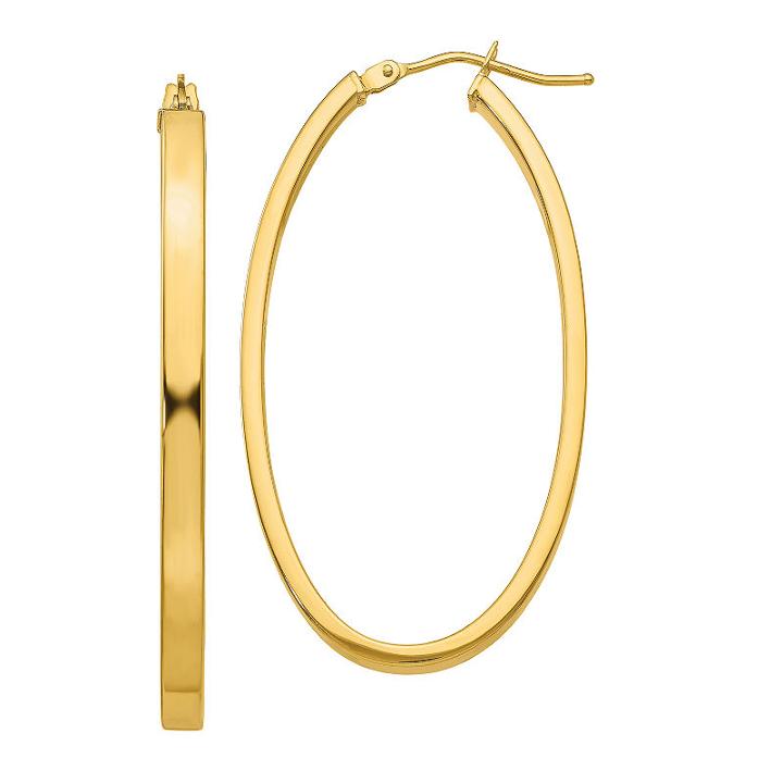 Made In Italy 14k Gold 21mm Oval Hoop Earrings