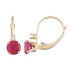 Lab Created Red Ruby 10k Gold Drop Earrings