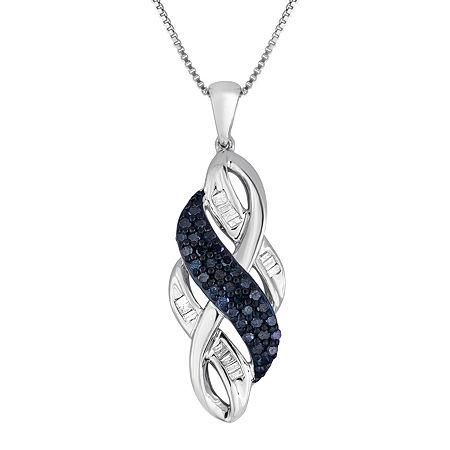 1/3 Ct. T.w. White And Color-enhanced Blue Diamond Swirl Pendant Necklace
