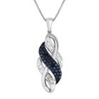 1/3 Ct. T.w. White And Color-enhanced Blue Diamond Swirl Pendant Necklace