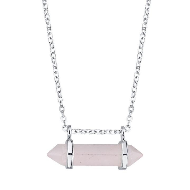 Bridge Jewelry Womens Pink Quartz Silver Over Brass Pendant Necklace