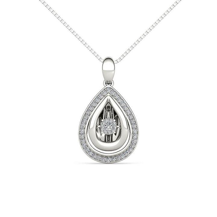 Love In Motion Womens 1/5 Ct. T.w. White Diamond Pendant Necklace