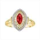 Womens Lead Glass-filled Ruby Red 10k Gold Cocktail Ring
