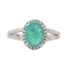 Womens Opal Blue Sterling Silver Halo Ring