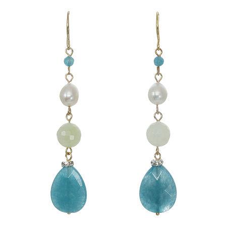 Rox By Alexa Aquamarine & Jade Linear Drop Earrings