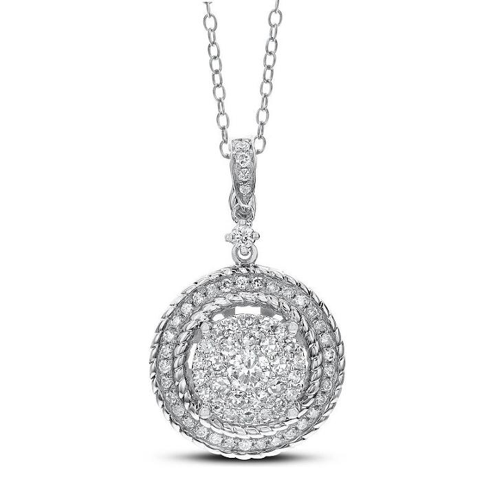 Womens 3/4 Ct. T.w. White Diamond 14k White Gold Pendant Necklace