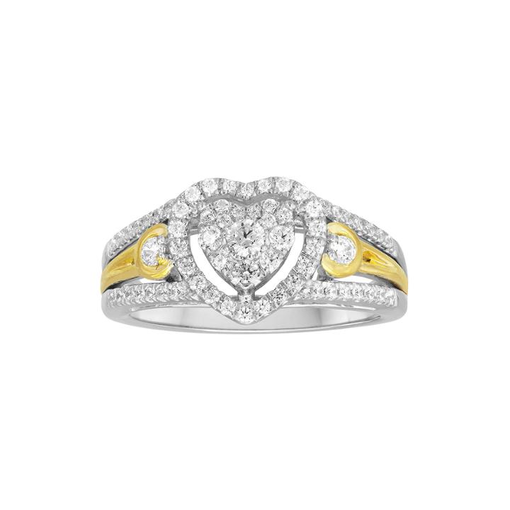 1/2 Ct. T.w. Diamond And Lab-created Sapphire 10k Two-tone Yellow Gold Bridal Ring
