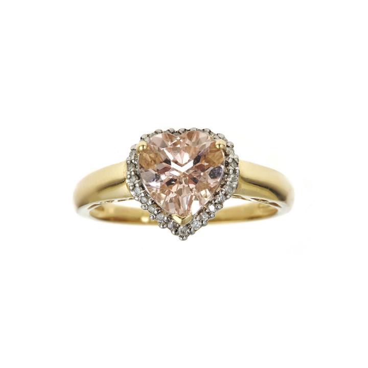 Heart-shaped Genuine Morganite And 1/10 Ct. T.w. Diamond Ring