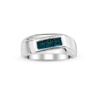 Mens 1/8 Ct. T.w. Color-enhanced Blue Diamond Sterling Silver Ring