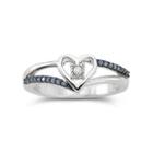 Diamond-accent & Color-enhanced Blue Diamond-accent Heart Ring