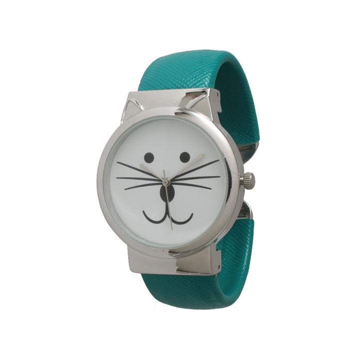 Olivia Pratt Womens Tomcat Dial Teal Leather Cuff Watch 13895